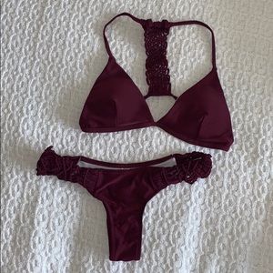 Burgundy Braided Bikini Set 🥀